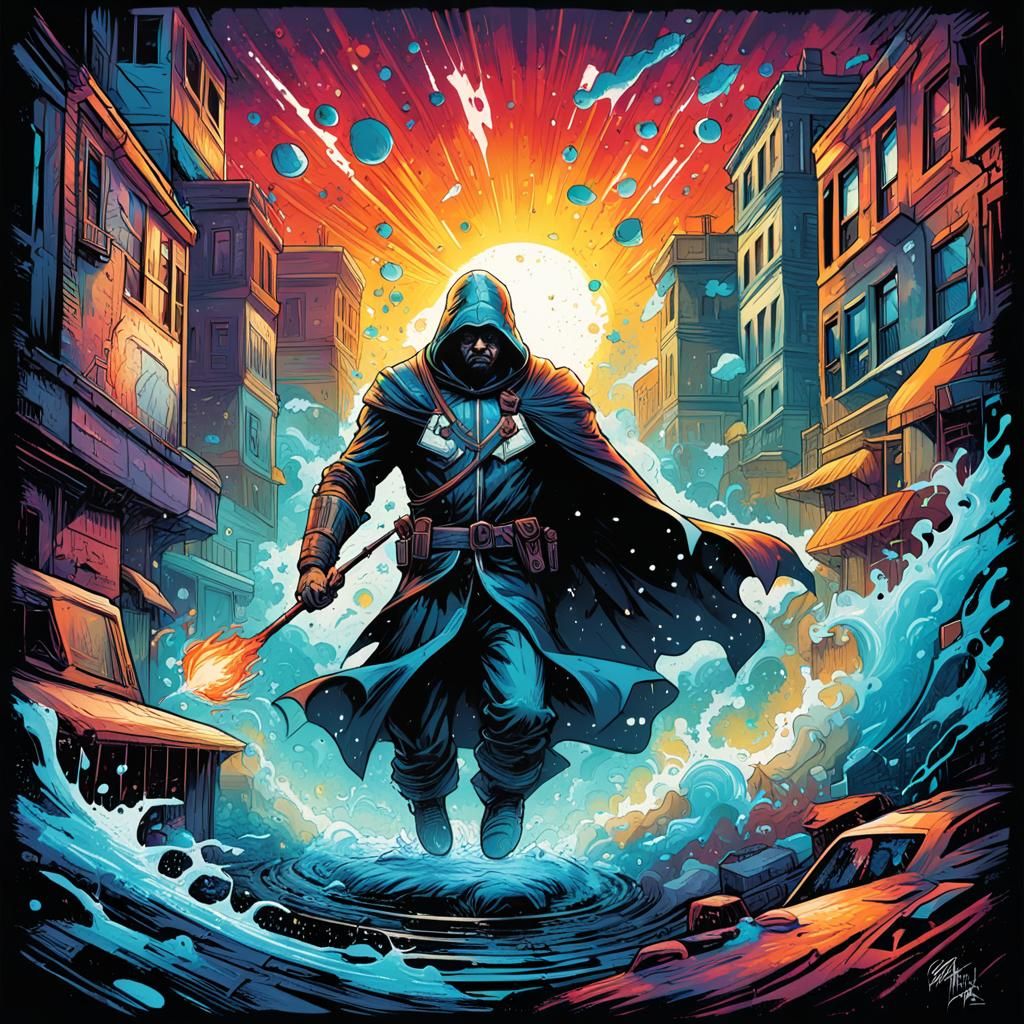 Polychromatic Graffiti Art in Comic Book Style