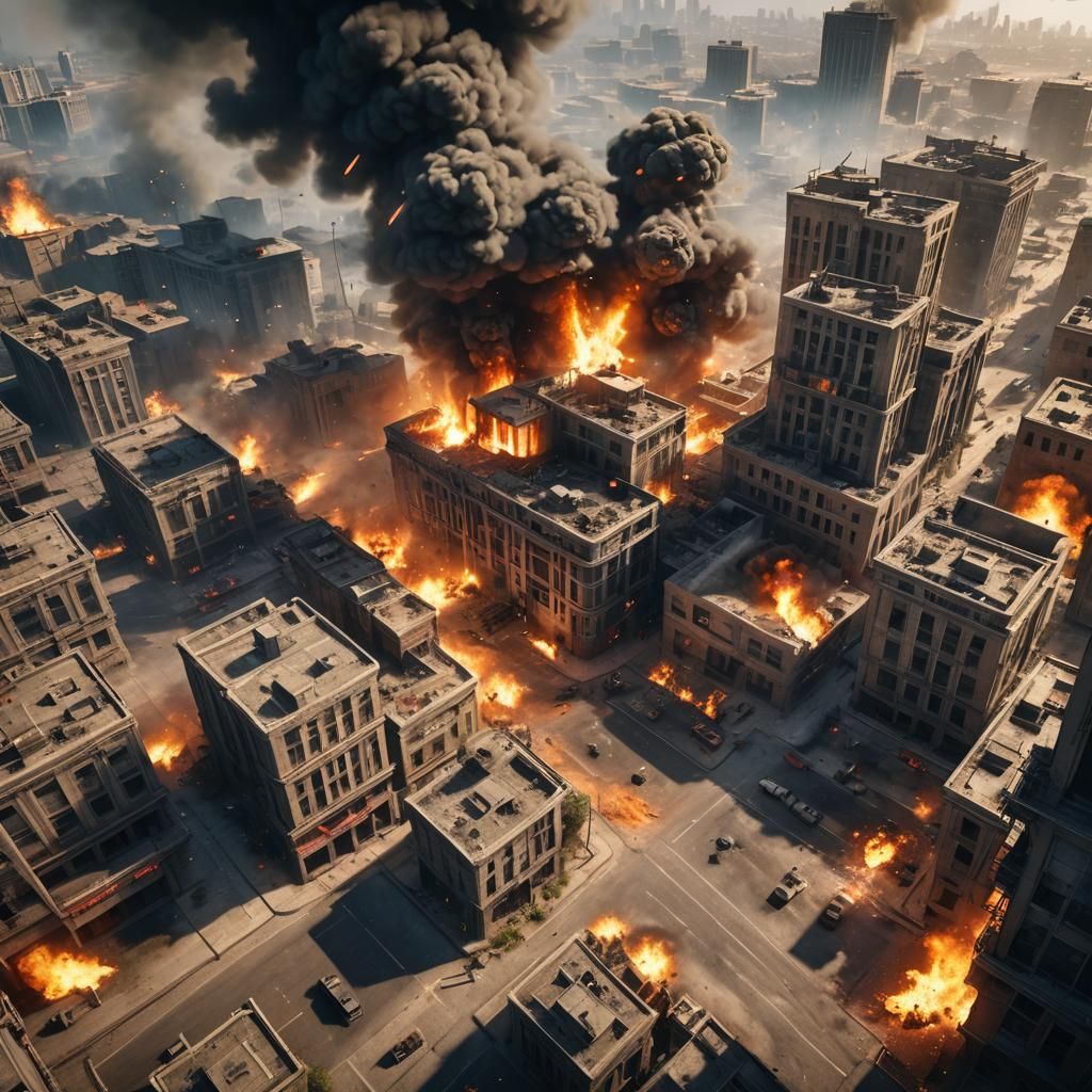 Fiery Battle: Rebels Surrender in Burning City