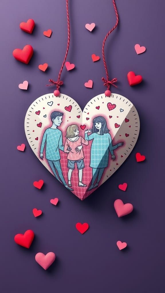 Whimsical Heart-Shaped Papercraft Poster Celebrates Valentin...