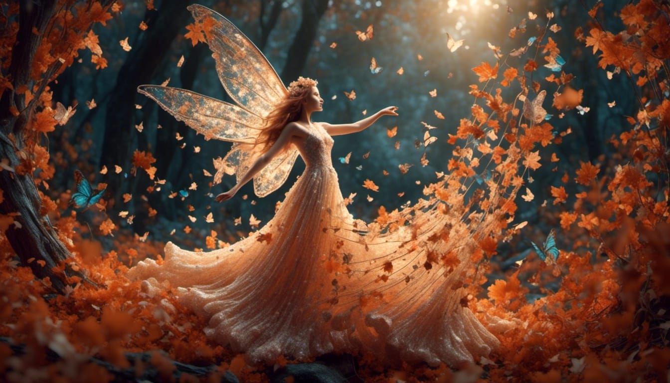 Musical Fairy Creates Ocean in Autumn Forest