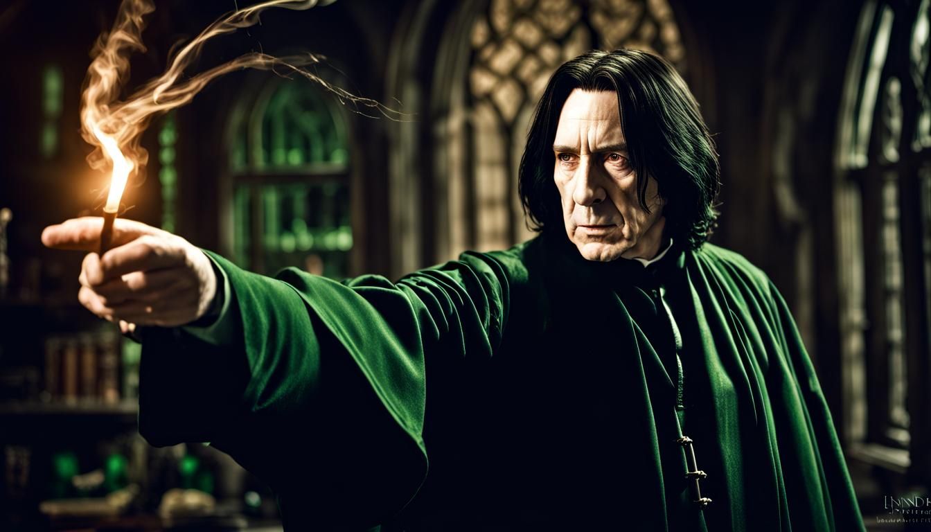 Severus Snape Casting a Green Spell