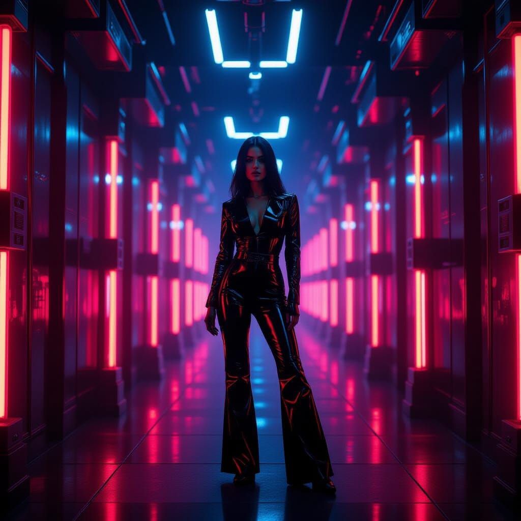 Cyberpunk Disco Dystopia in Sleek Futuristic Style