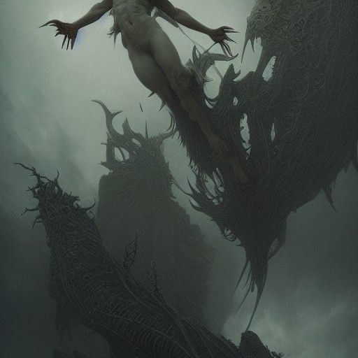 Detailed Horror Nephilim in Gothic Style