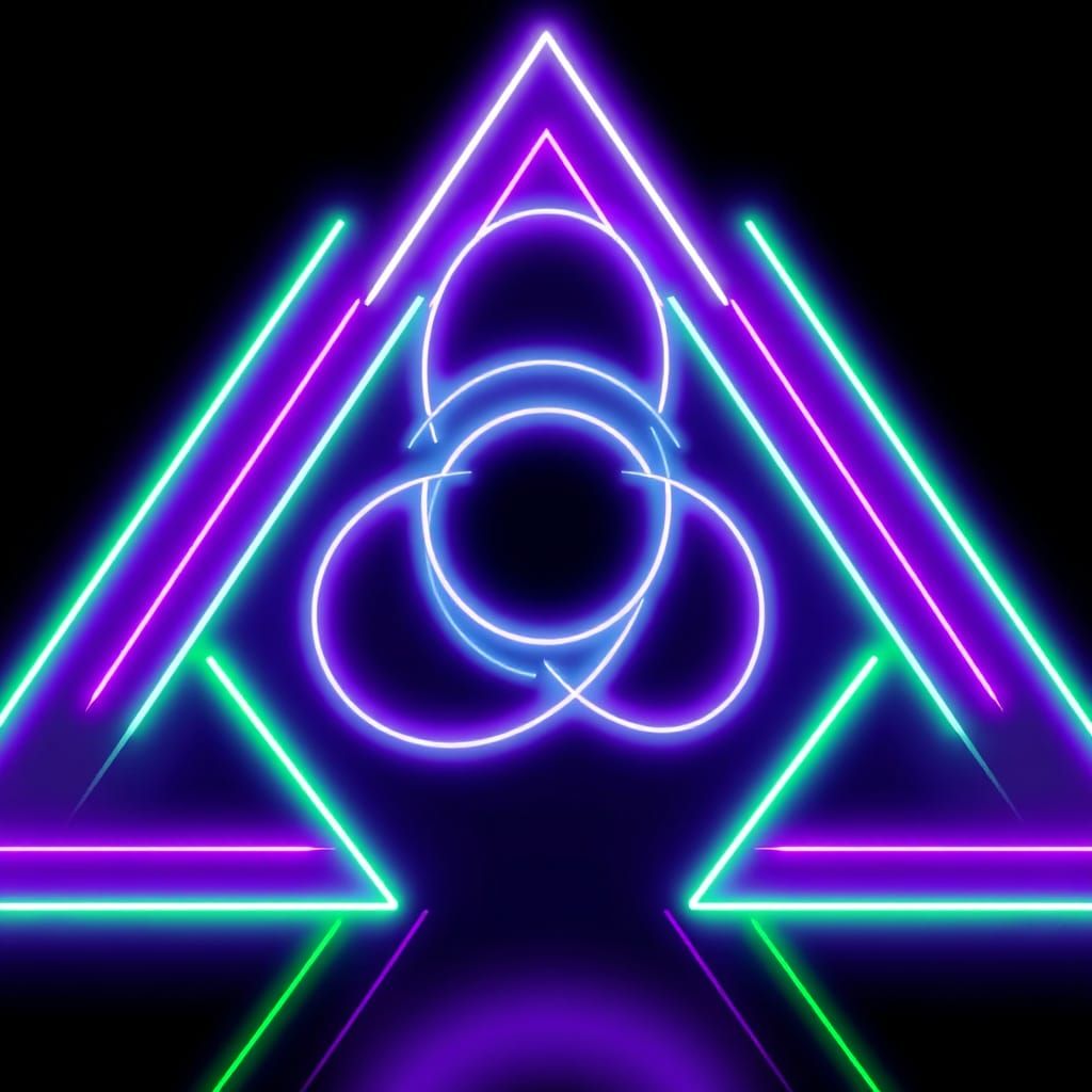 Neon Triquetra Symbol in Synthwave Style