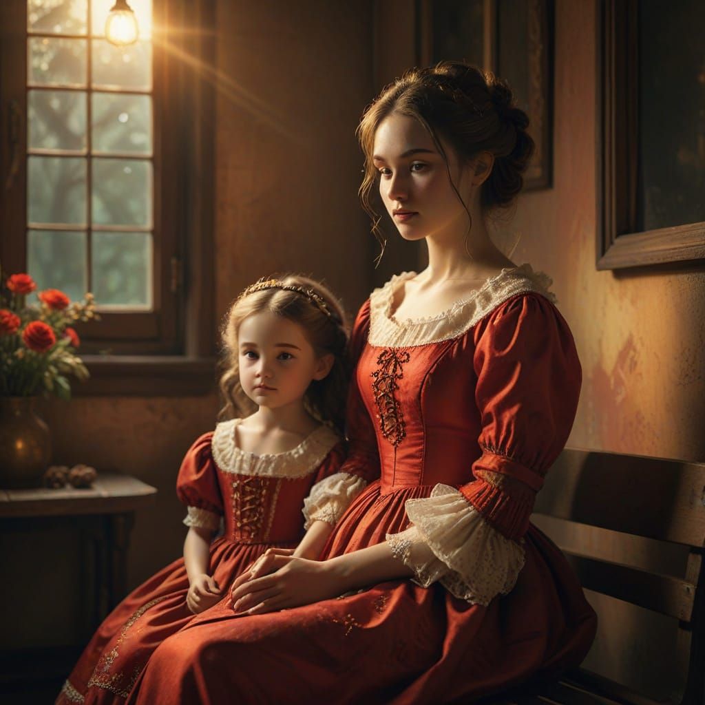 Vintage Red Dresses in Warm Golden Light