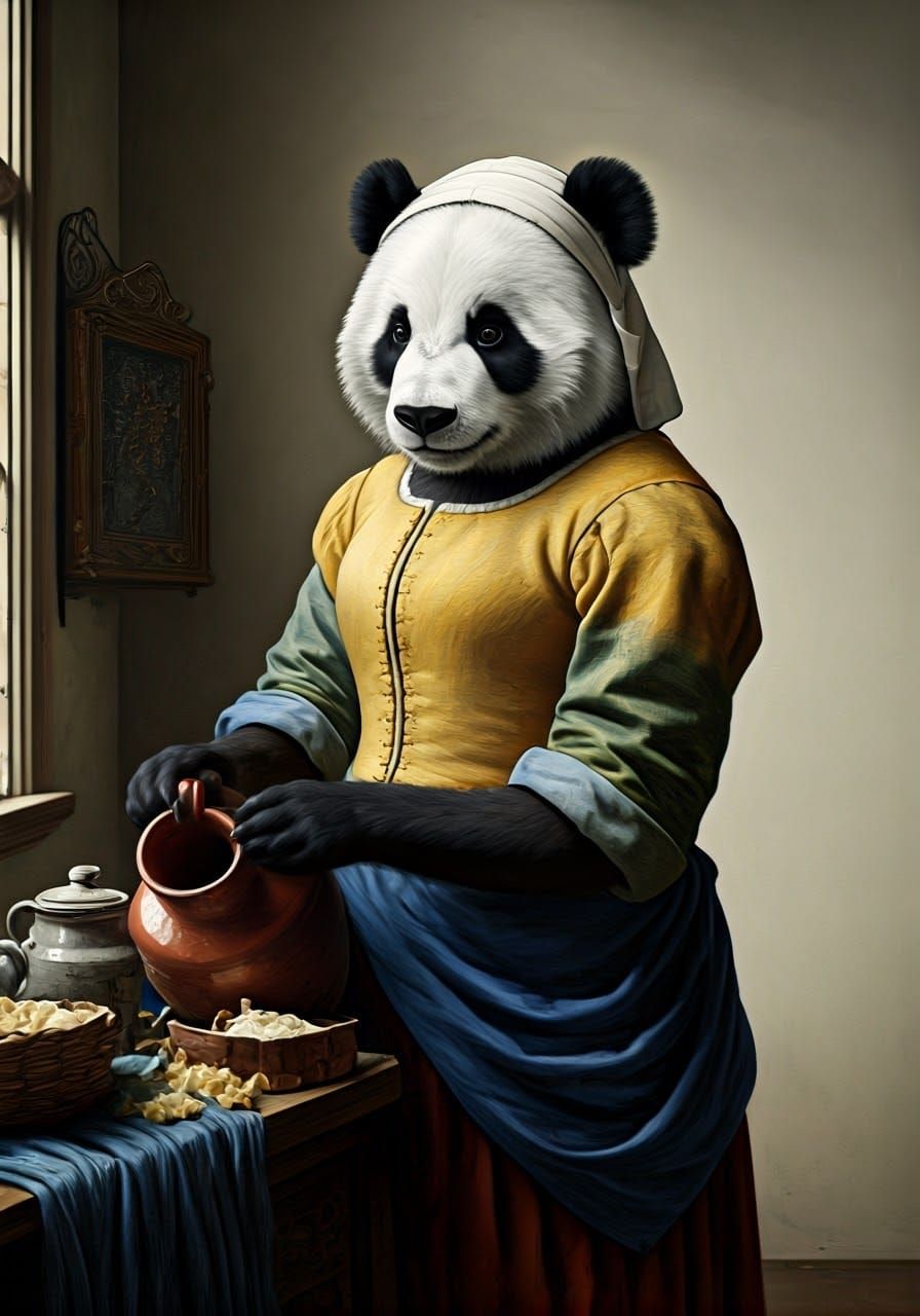 The Panda Milkmaid in Blue and Yellow: A Cyperpunk-Inspired ...