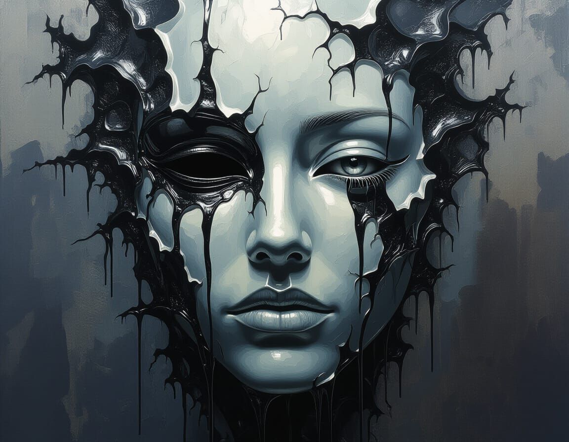 Melting Mask Face with Metallic Tears