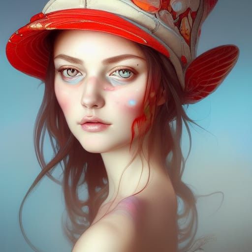 Detailed Fly Agaric Portrait in Art Nouveau Style