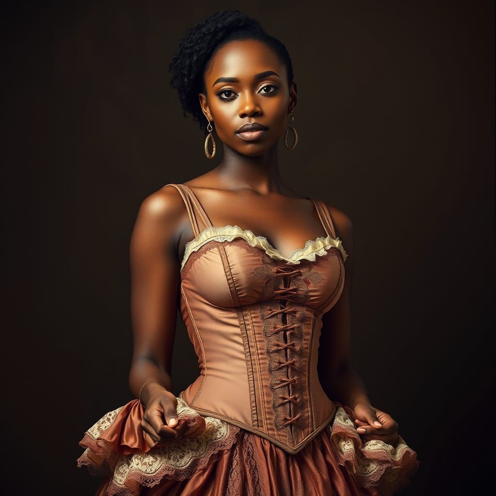 Elegant 17th Century Noblewoman in Luxurious Undergarments