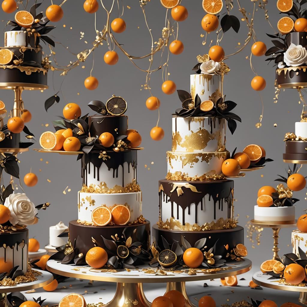 Orange Chocolate Wedding Cake in Anime Style