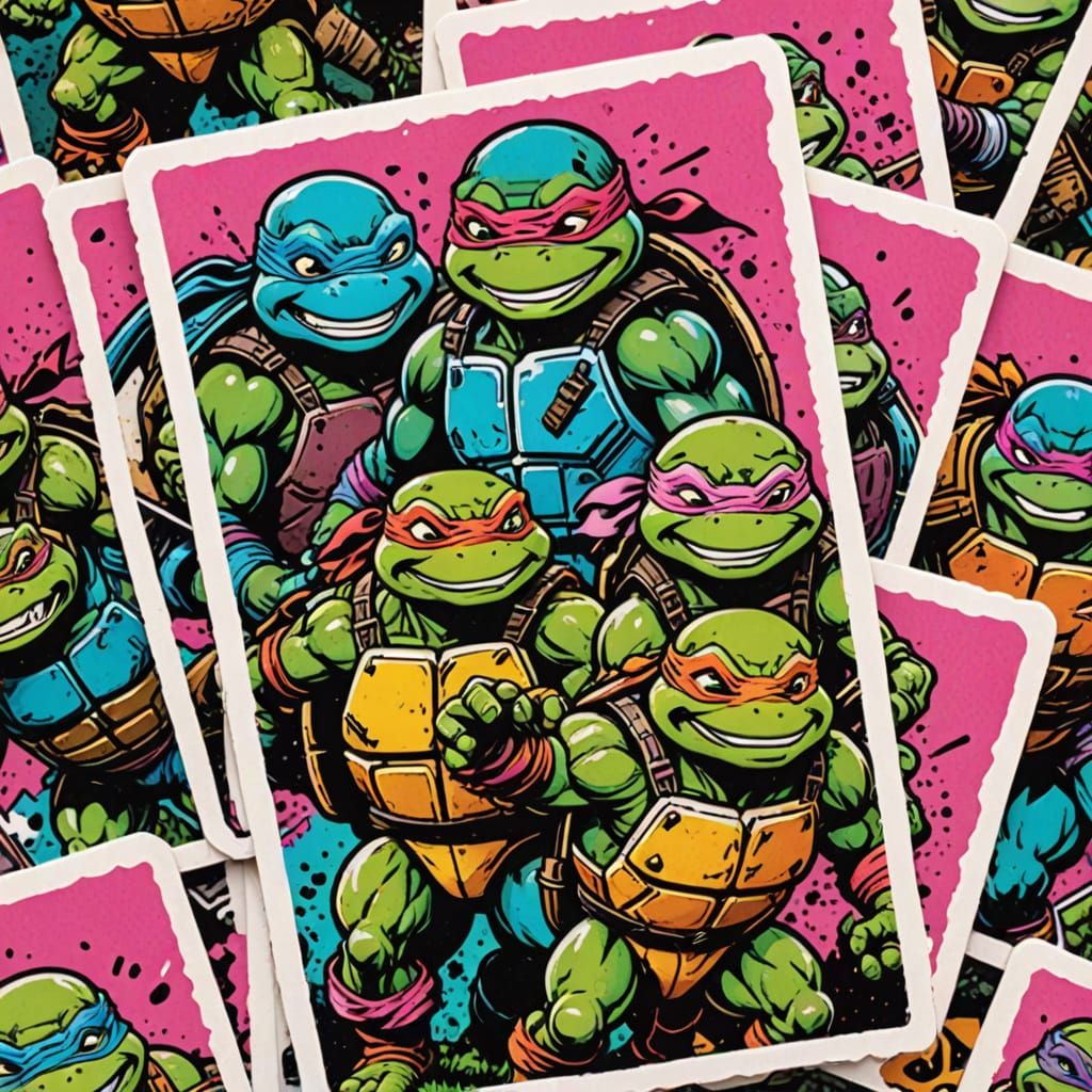 TMNT Football Cards in Risograph Style