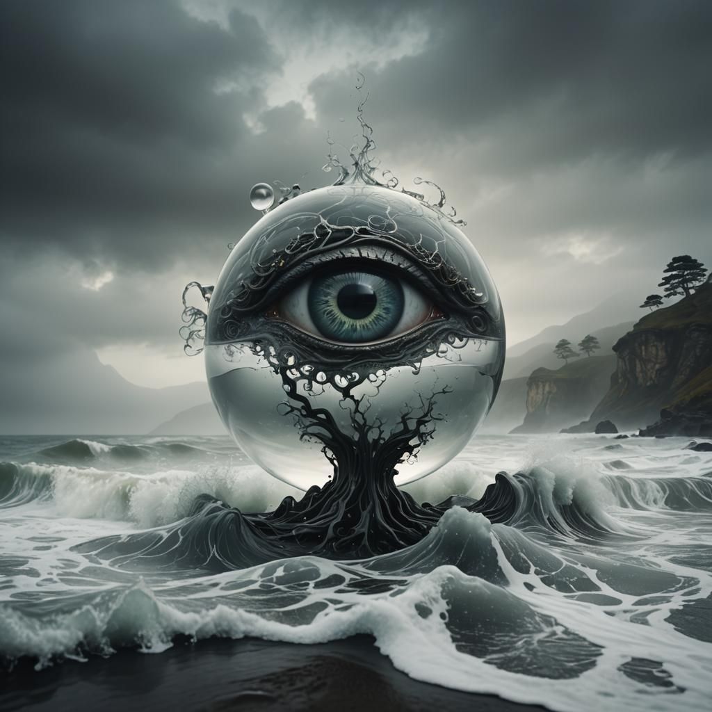 Surreal Glass A Containing Brain, 3D Render