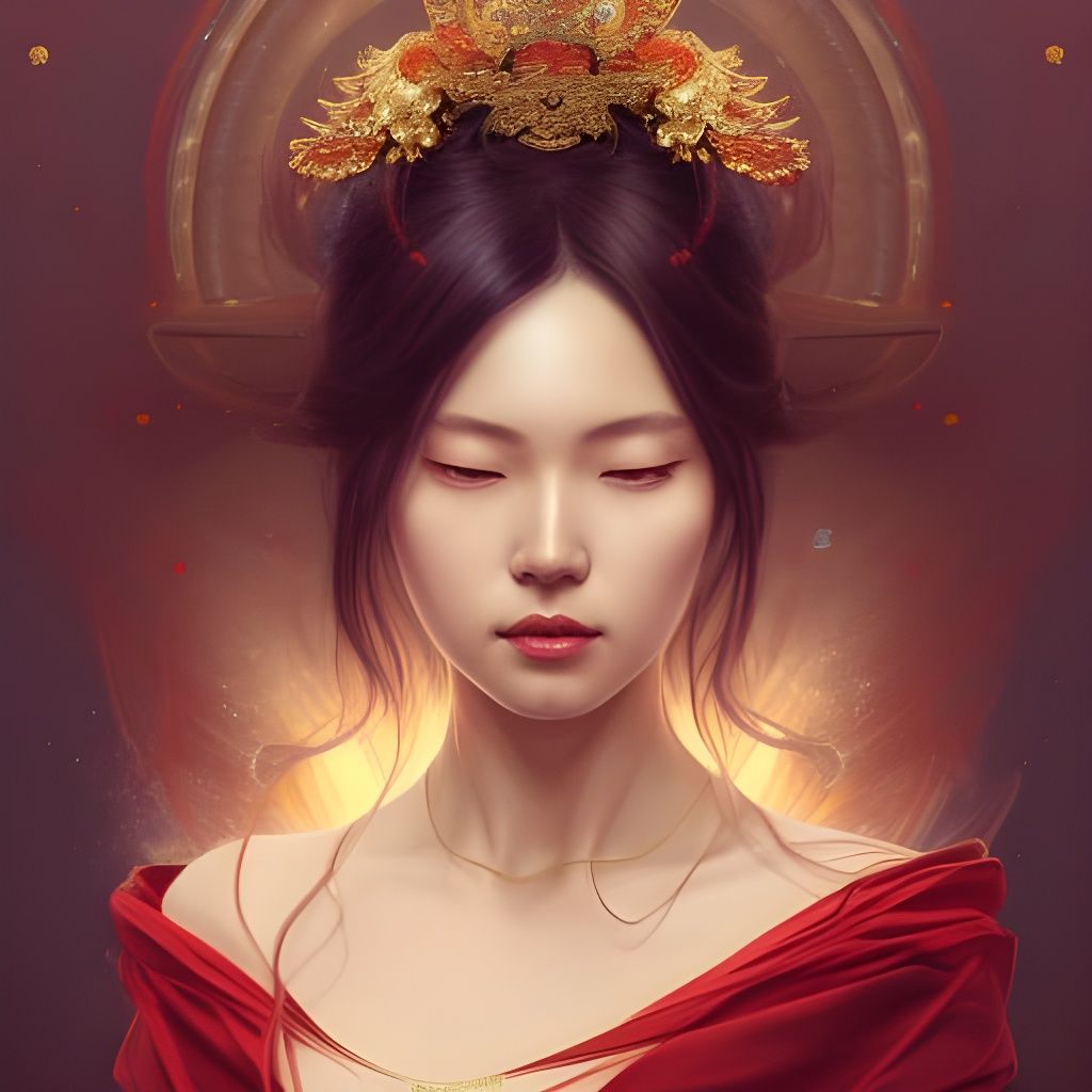 Beautiful Japanese Princess Portrait in Hyperdetailed Style