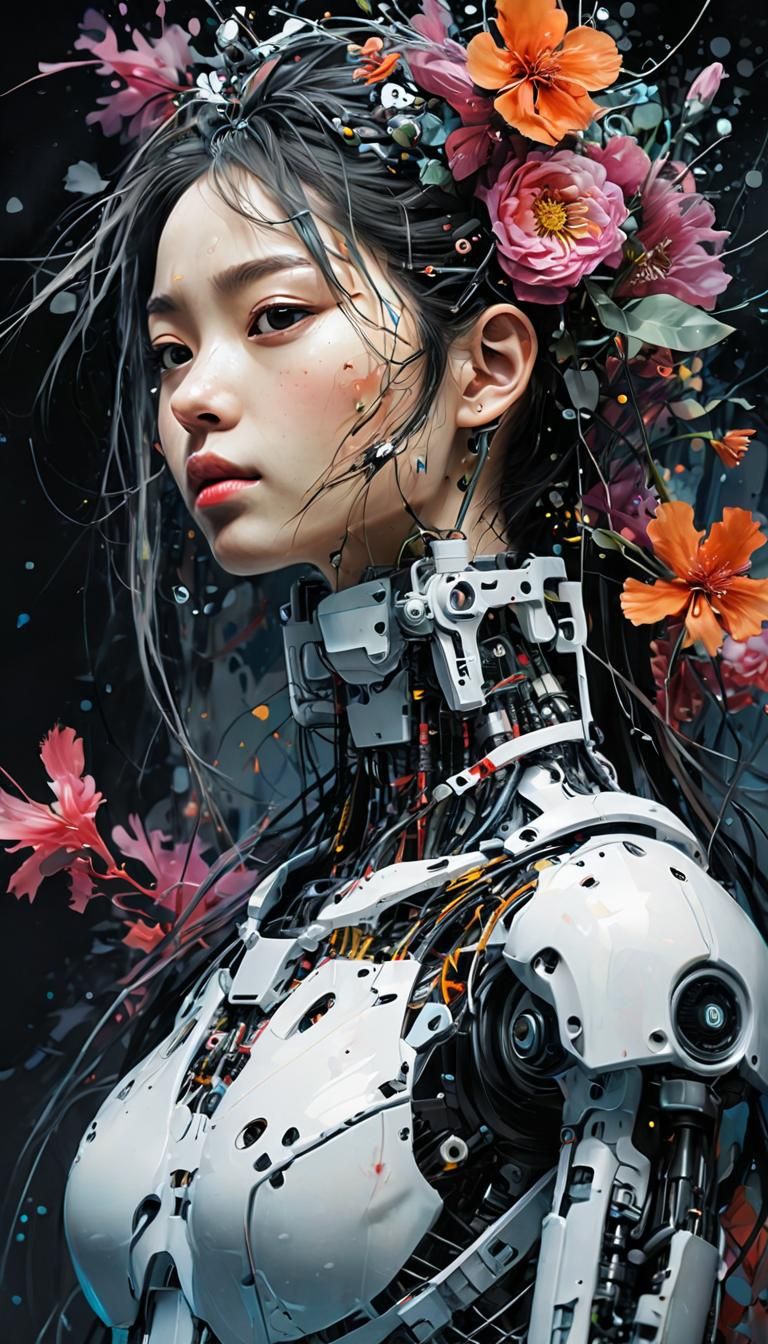 Cyborg Love Robot in Dreamy, Golden Light