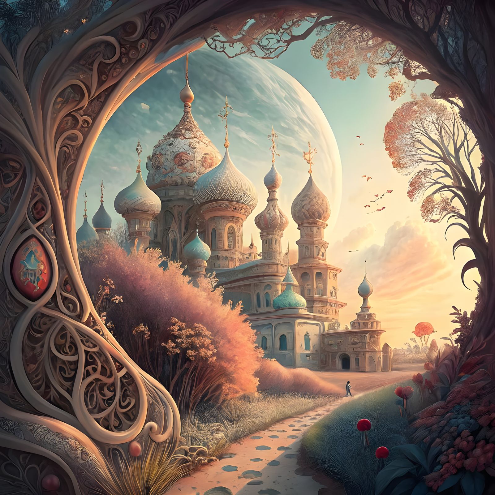 Fantasy Persian Styled Castle Behind the Barrier