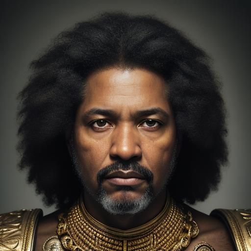 African American King on Gold Throne: Regal Portrait