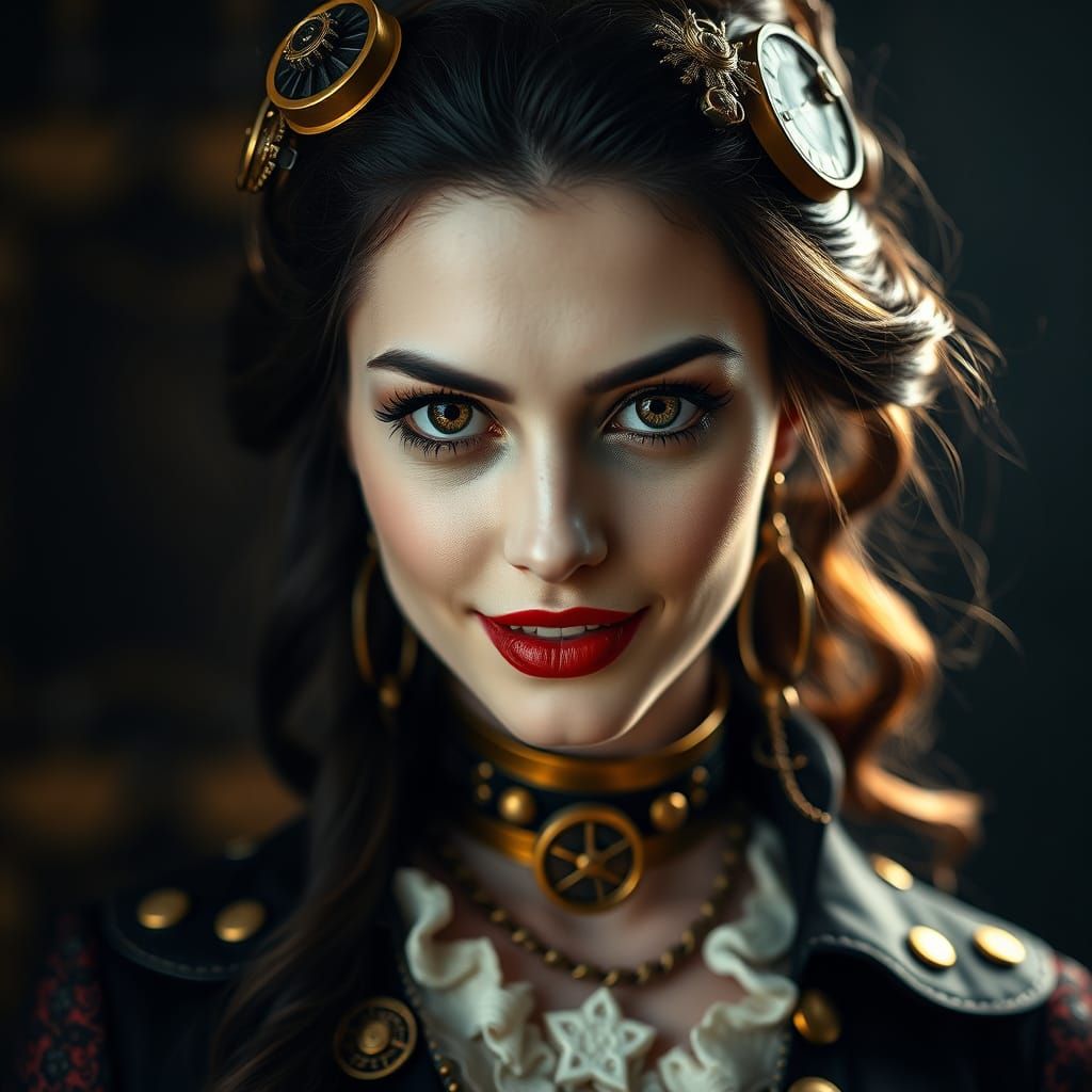 Steampunk Vampire Portrait in Victorian Elegance