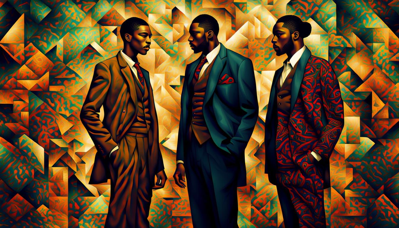 Art Deco Neo-Cubist Models in Digital Matte Painting