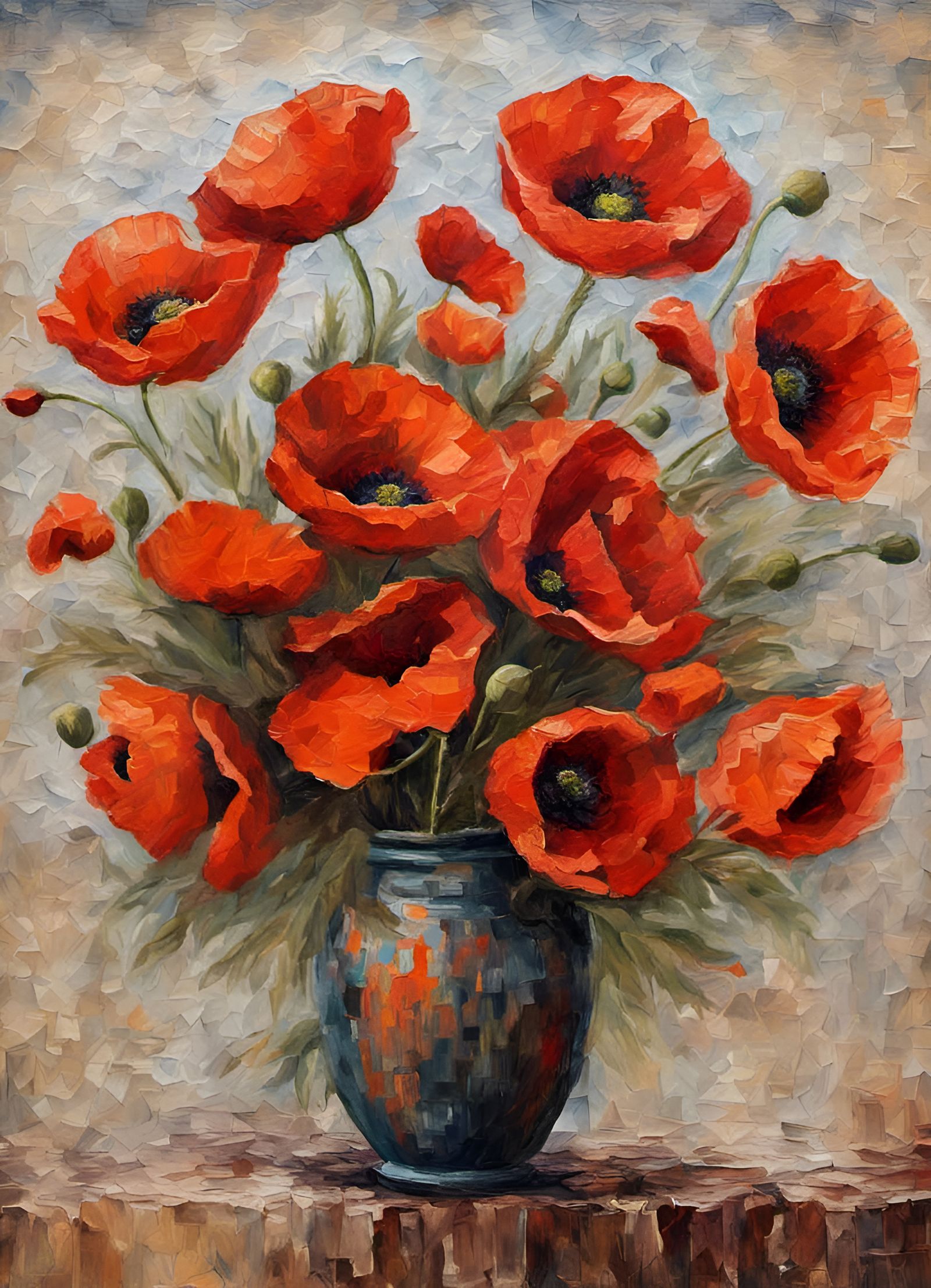 Vivid Impasto Poppies Bouquet