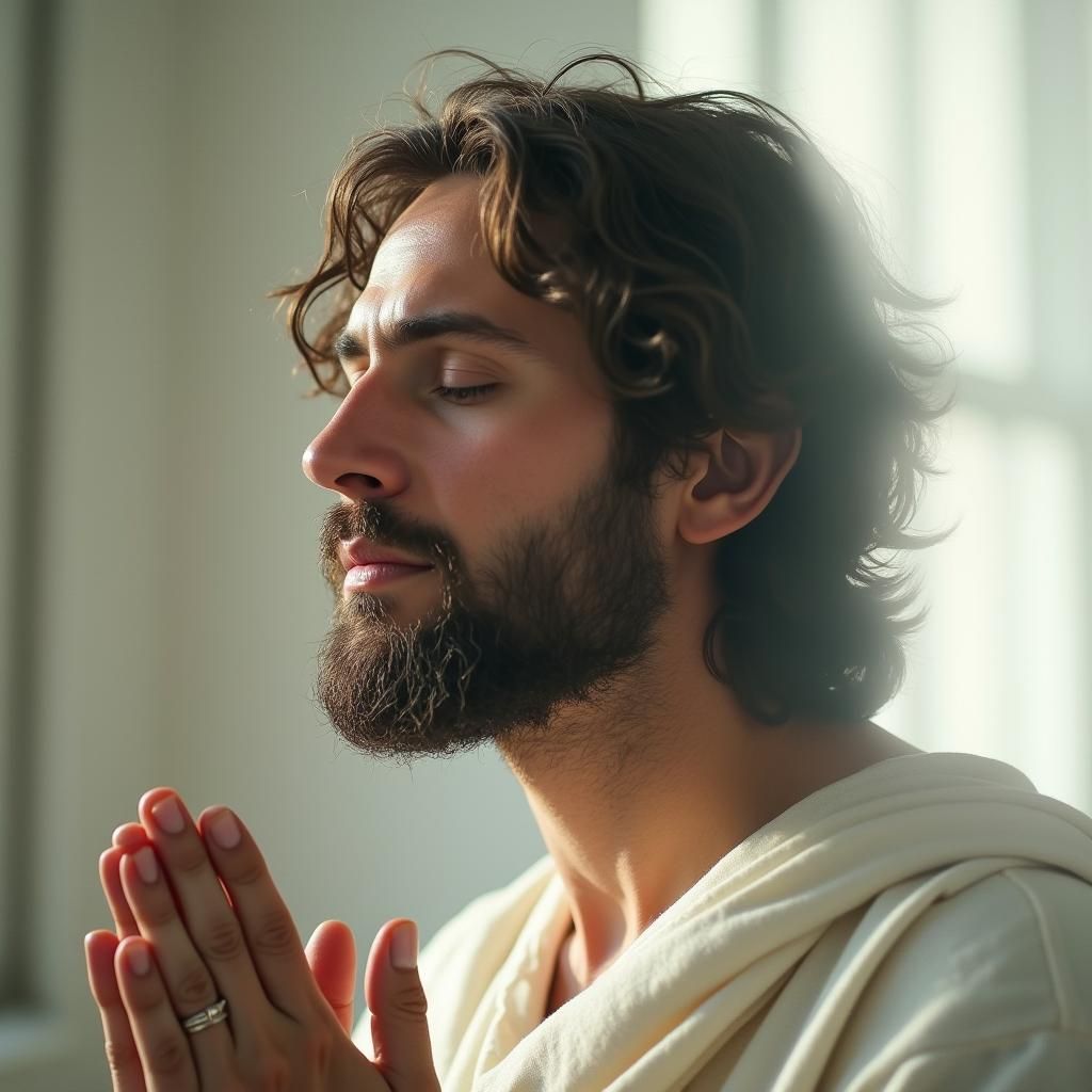 Double Exposure Portrait: Jesus Praying, Ethereal Photograph...