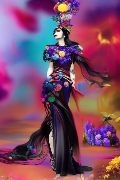 Celestial Garden Dress in Frida Kahlo Style