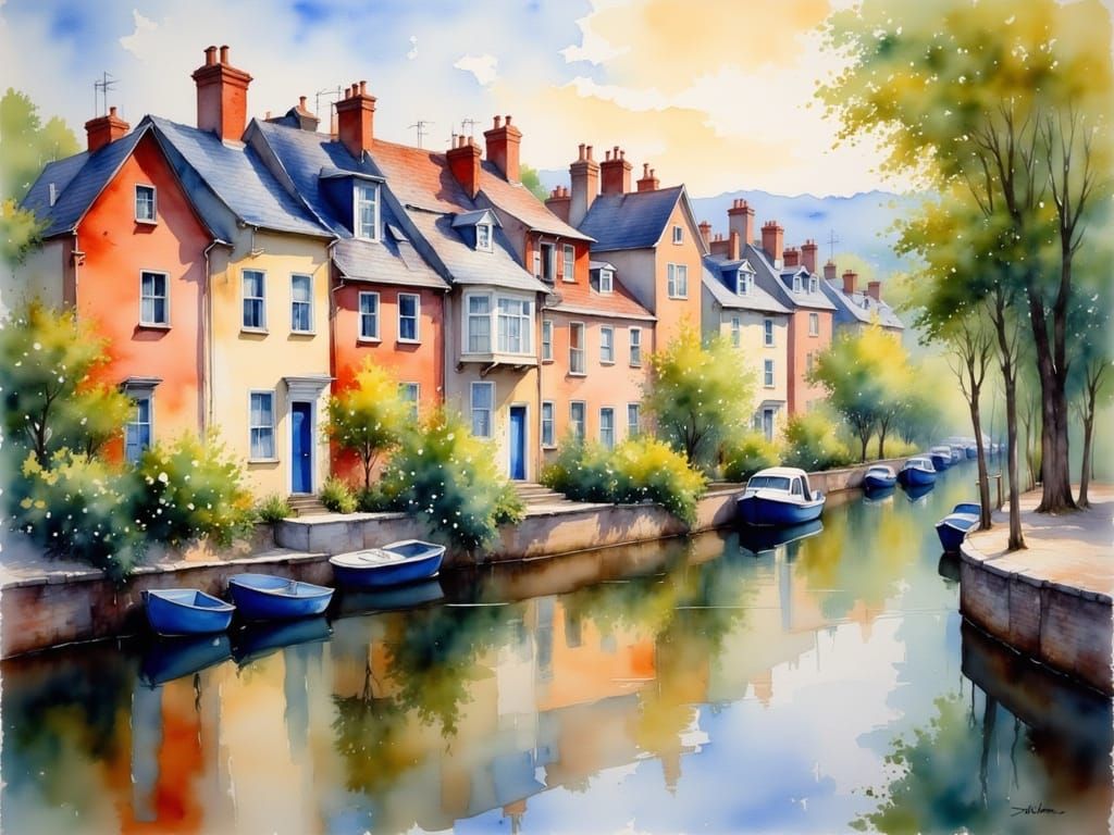 Row houses near the river