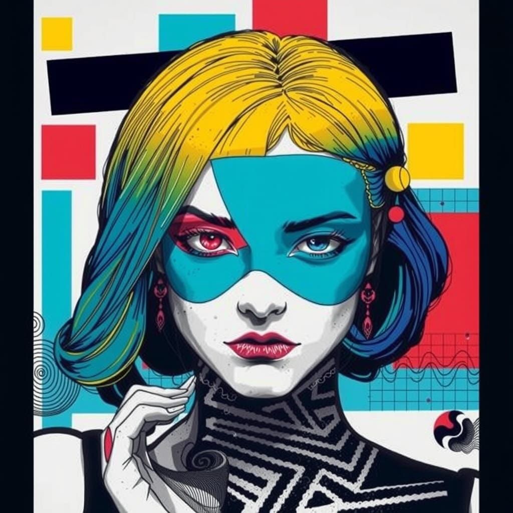 Abstract Fractal Wave Function in Zentangle Style