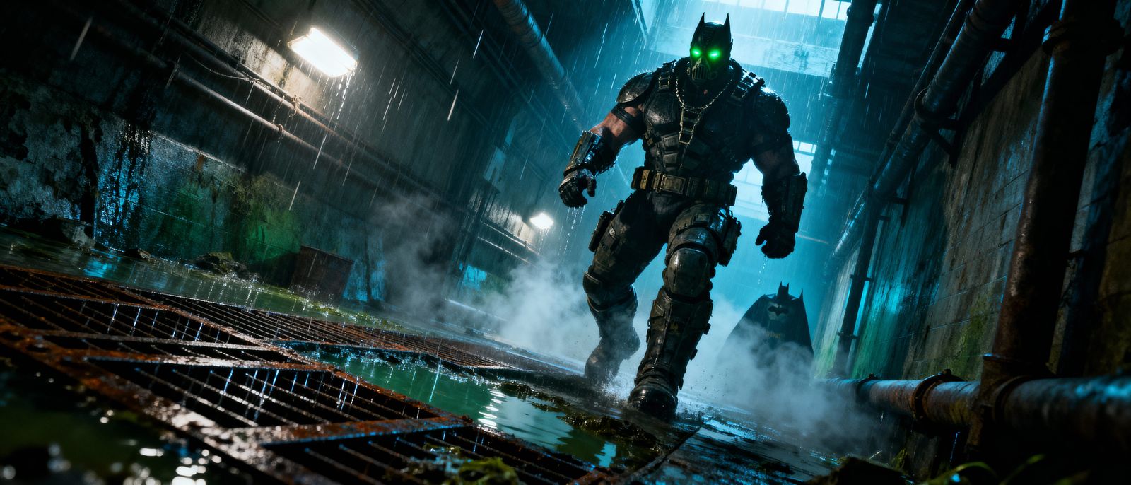 Bane Hunts Batman in Gritty Underground Sewer