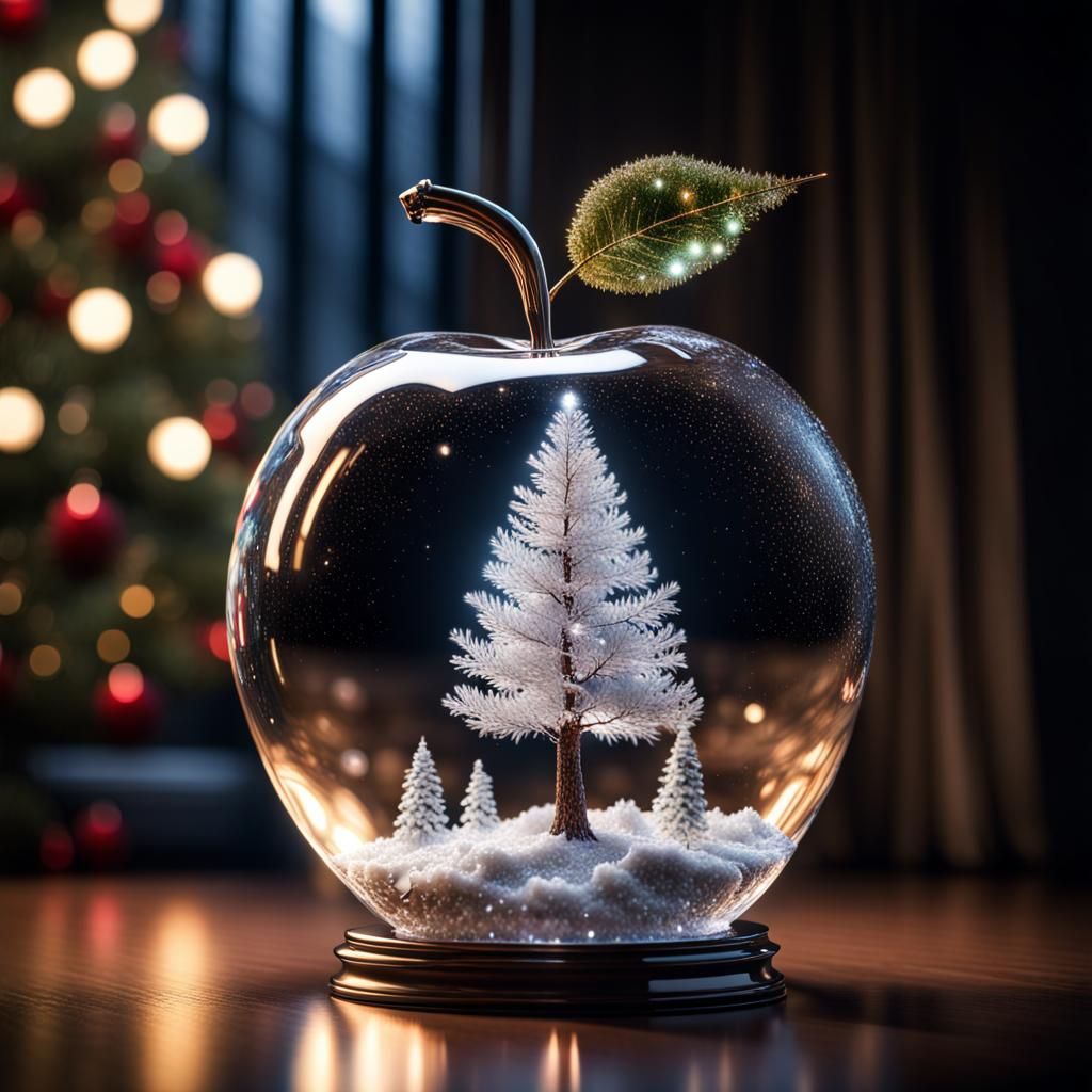 Crystal Apple Christmas Tree: Photorealistic CGI Masterpiece