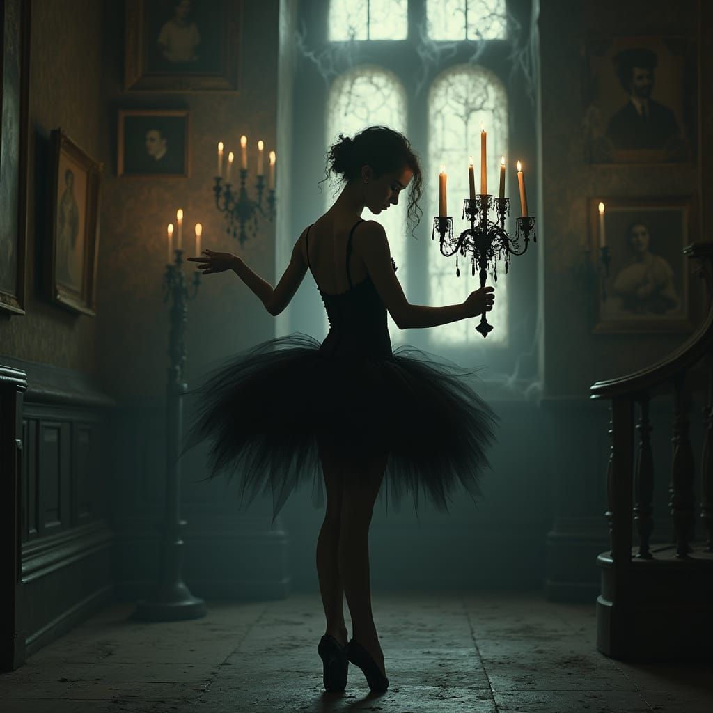 Ethereal Gothic Ballerina in Haunted Mansion