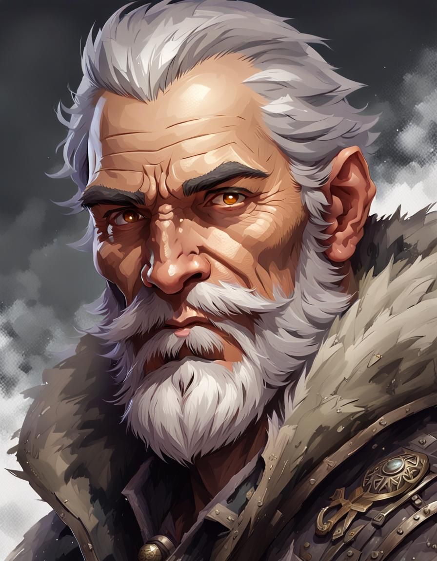 Smiling Earth Genasi Portrait in Art Nouveau Style