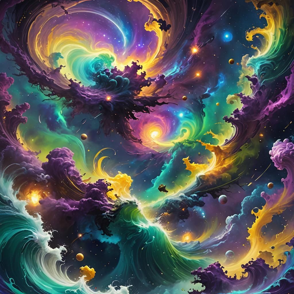 Cosmic Sea: Vortexes and Hurricanes in Digital Fantasy Art