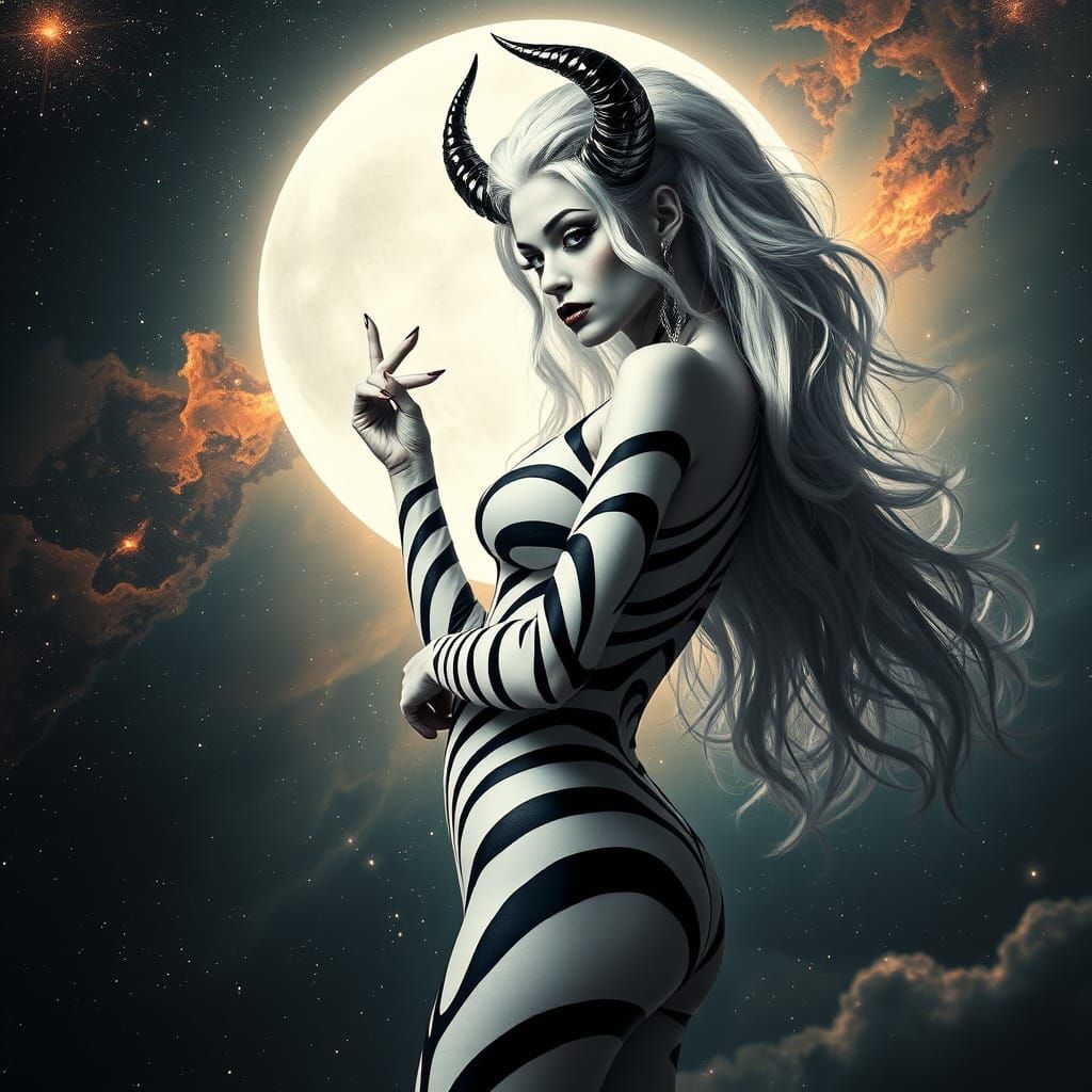 Vampiric Goddess in Cosmic Astral Nebula