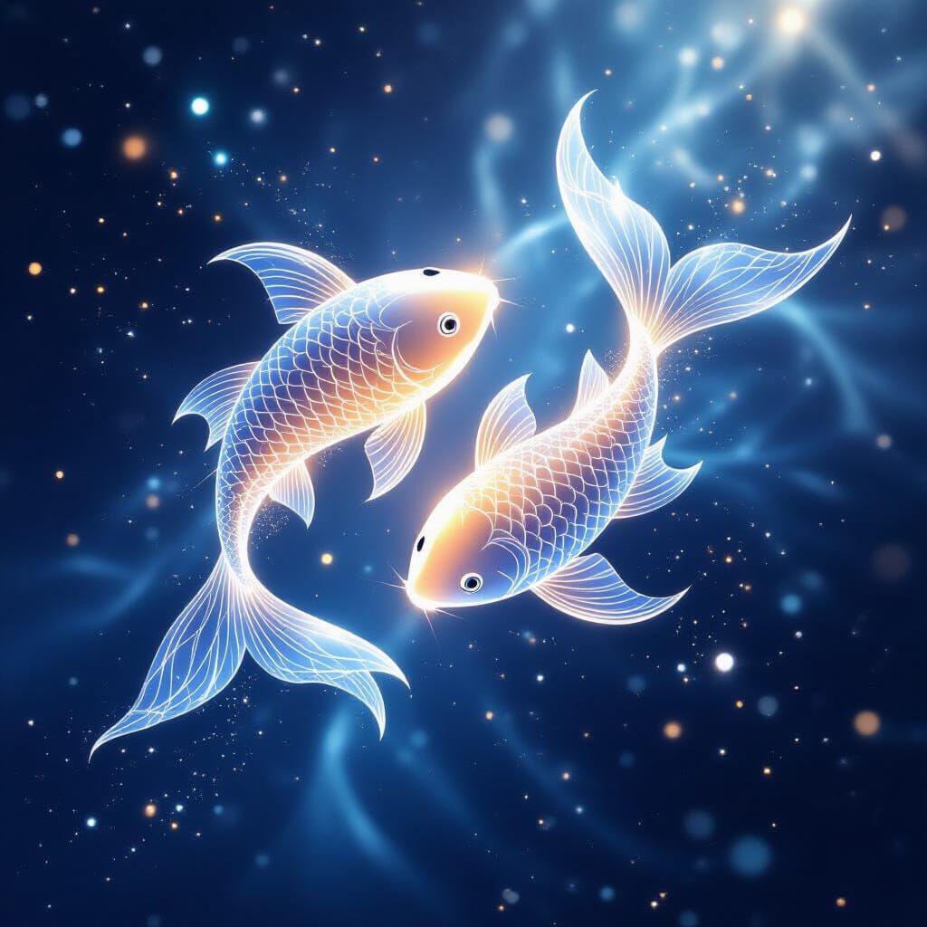 Radiant Pisces Symbol in Galactic Space