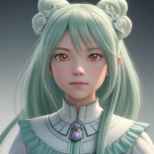 Gentle 9-Year-Old Girl in Hyper-Realistic Anime Style