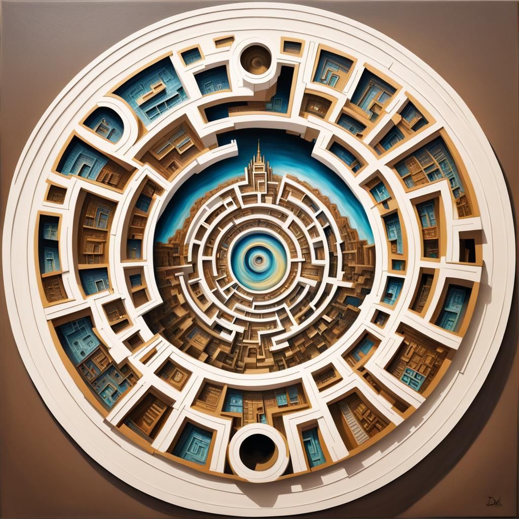 Intricate Mandala Labyrinth in Surrealist Style