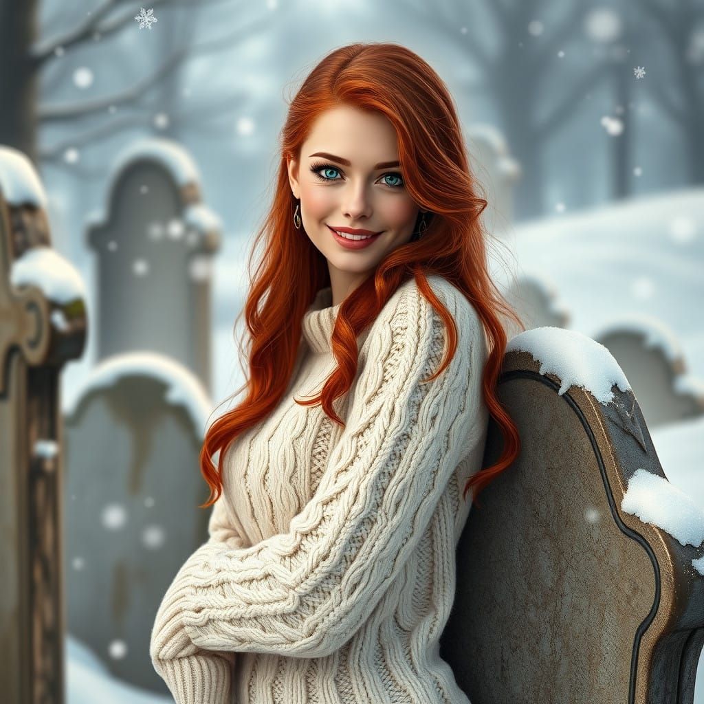 A Wintery Lady in Art Nouveau Whimsy