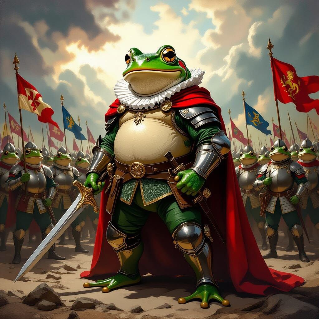 Renaissance Frog Warrior Ready for Battle