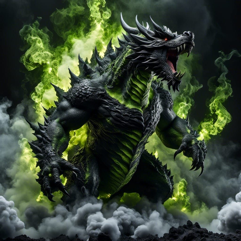 Frosty Demon Dragon Portrait in Dramatic Lighting