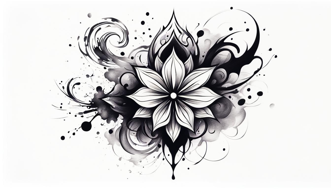 Abstract Tattoo Ink Sketch Design on White