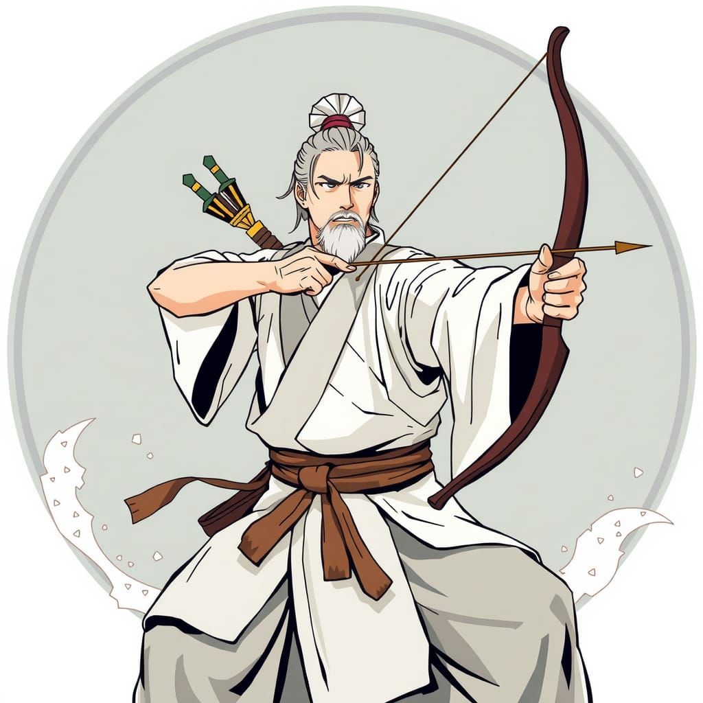 Focused Zen Archer Yelling