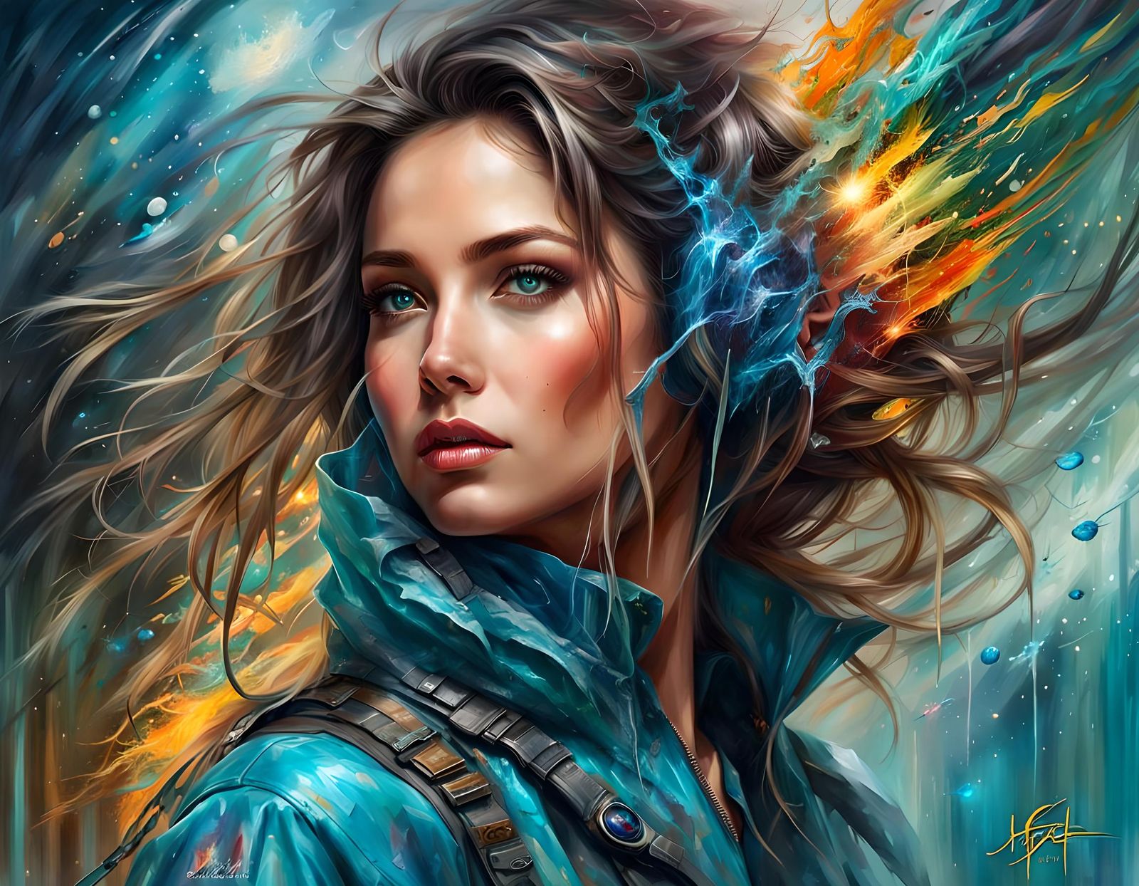 Sci-Fi Portrait of Woman with Hyperrealistic Eyes