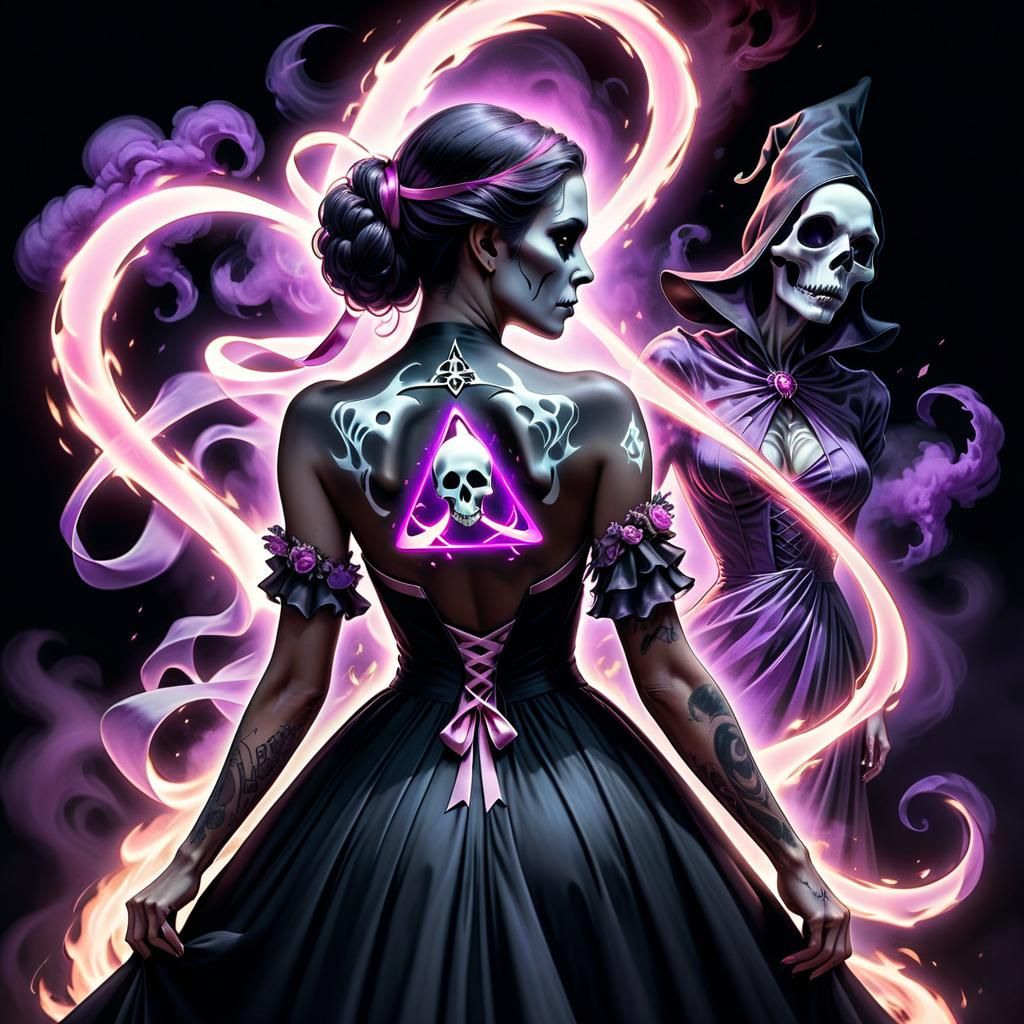 Woman with Spooky Tattoo in Digital Matte Painting