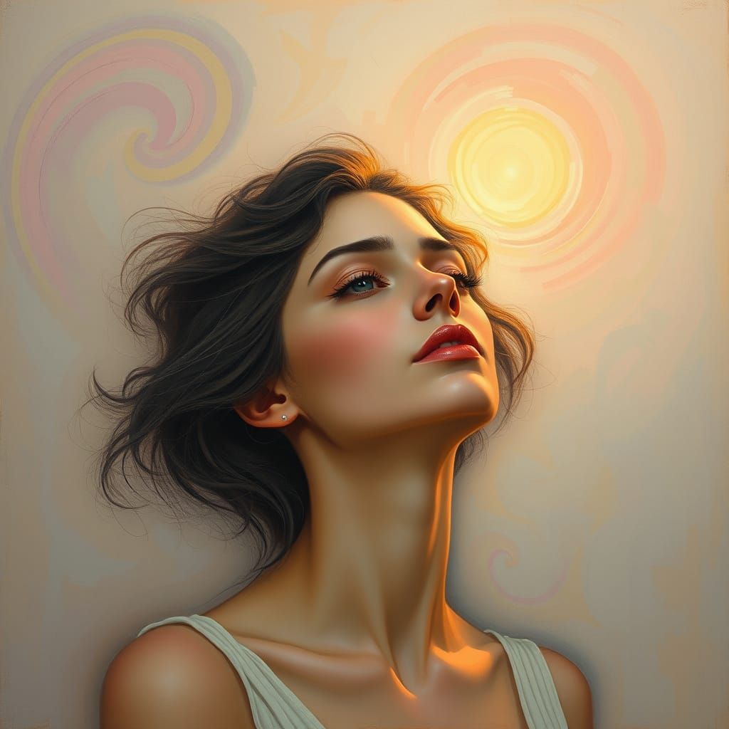 Surrealist Woman Wakes to Ethereal Morning Light