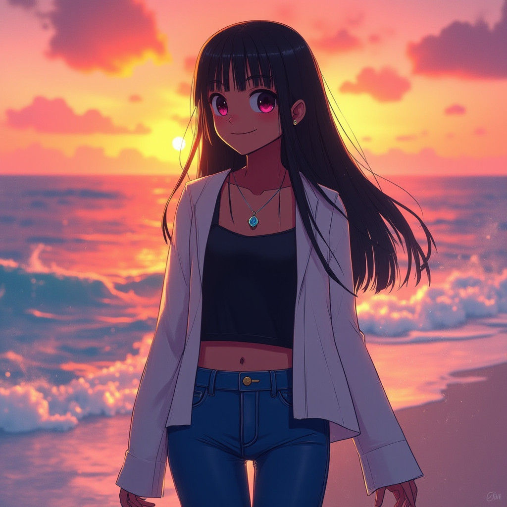 Female Hero on the Beach in Unreal Engine 5 Style