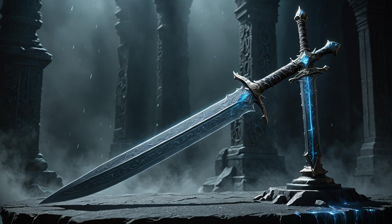 Glowing Elven Sword Dagger in Anime Style