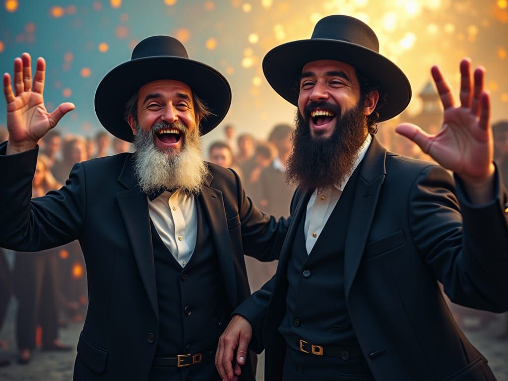 Hasidic Men from Jerusalem Dance with Unbridled Joy