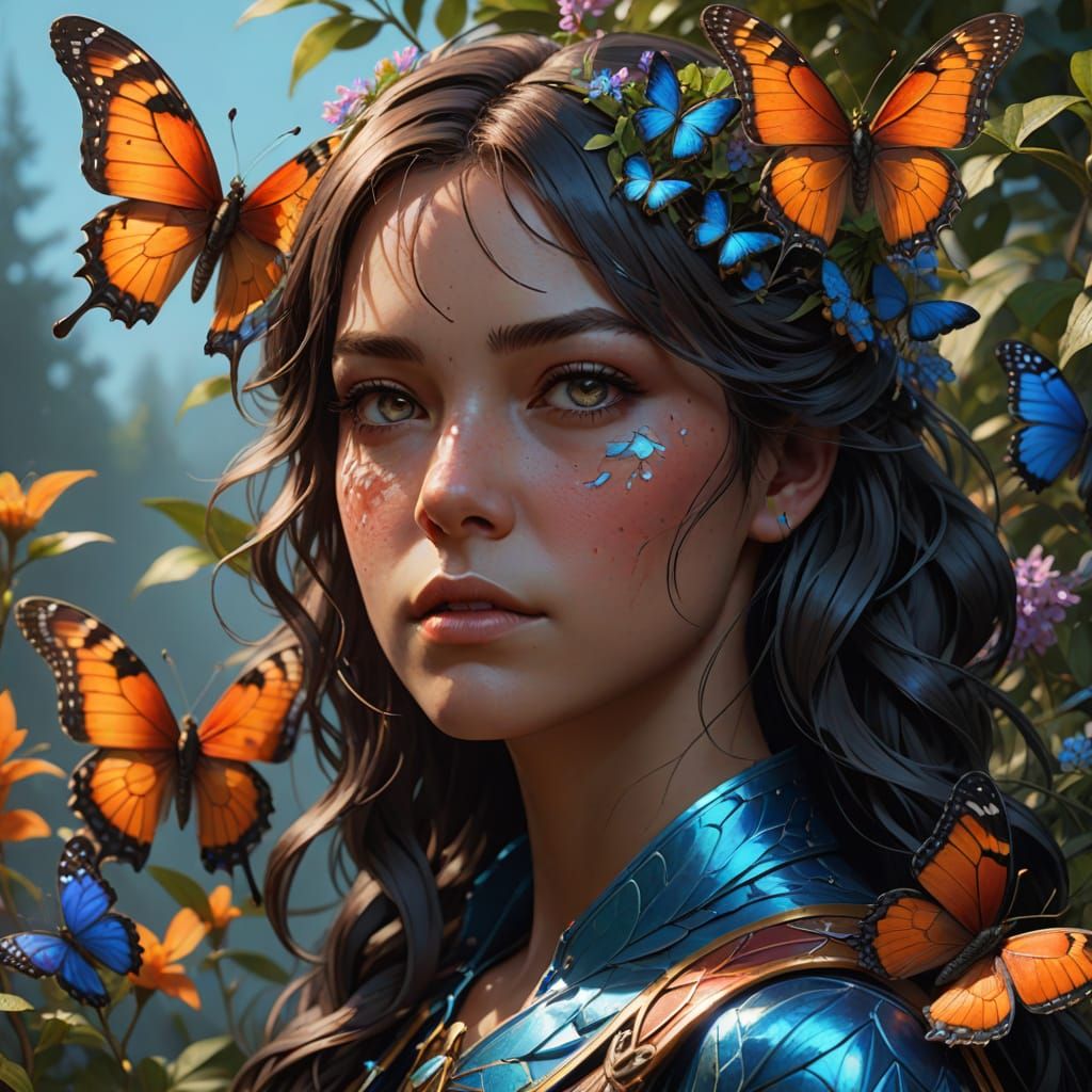 Vibrant Butterfly Basks in Sunlight on Magriet Bush