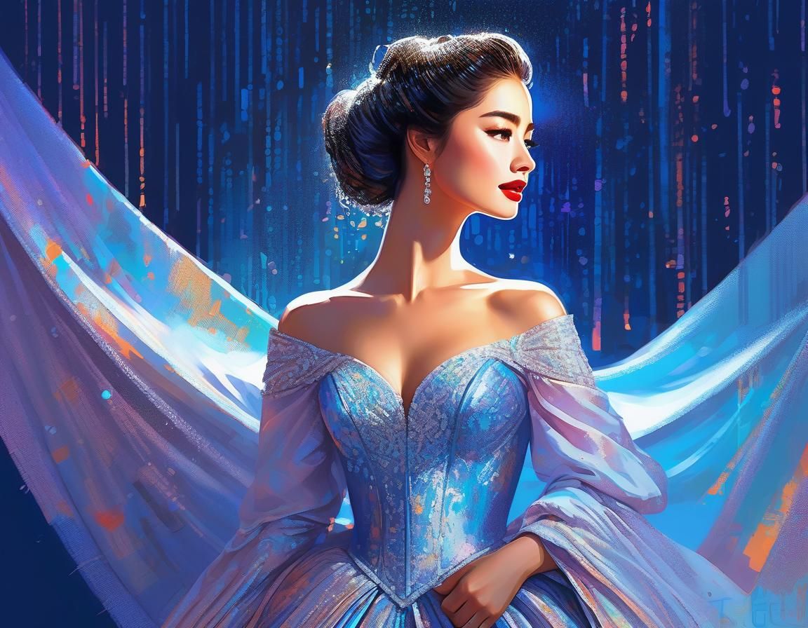 Moonlit Lady in Gala Gown: Digital Speedpaint