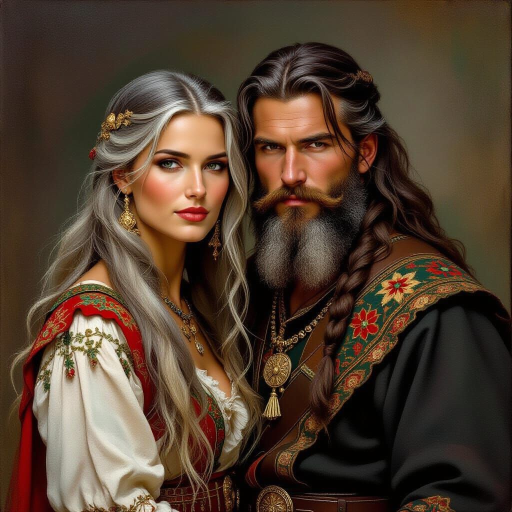 Slavic King and Queen in Folk Style